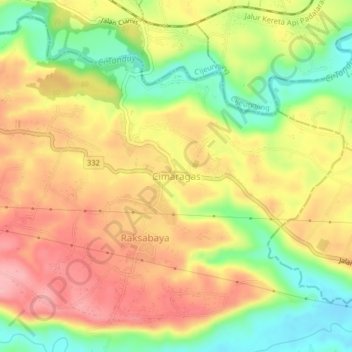 Mapa topográfico Cimaragas, altitud, relieve