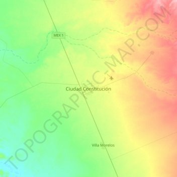 Mapa topográfico Ciudad Constitución, altitud, relieve
