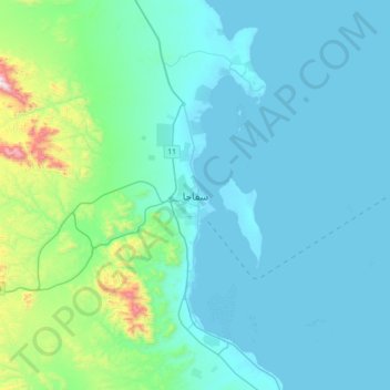 Mapa topográfico Safaga, altitud, relieve