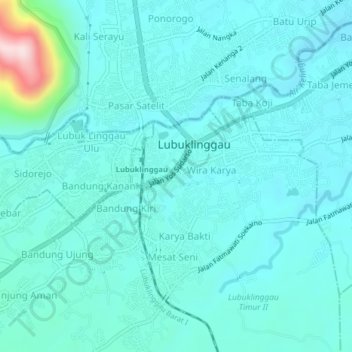 Mapa topográfico Dempo, altitud, relieve