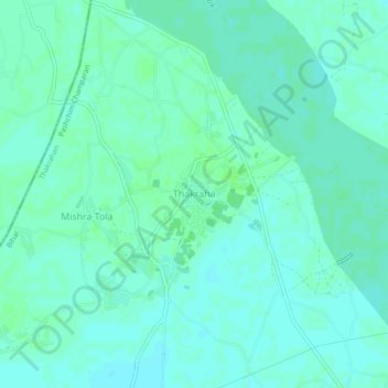 Mapa topográfico Thakraha, altitud, relieve