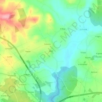 Mapa topográfico Ramil, altitud, relieve