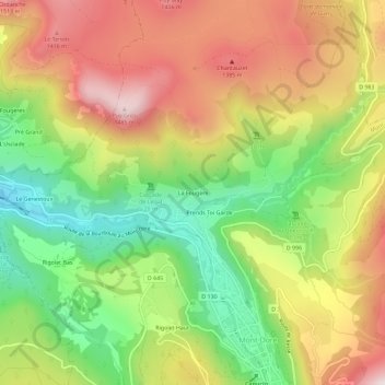 Mapa topográfico La Fougère, altitud, relieve