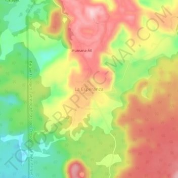 Mapa topográfico La Esperanza, altitud, relieve