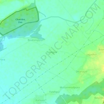 Mapa topográfico Paragpur, altitud, relieve