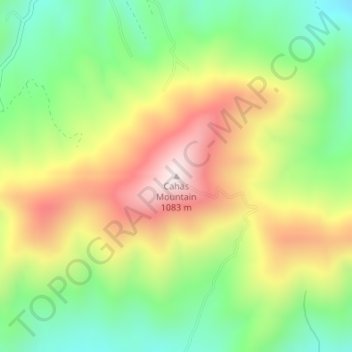 Mapa topográfico Cahas Mountain, altitud, relieve