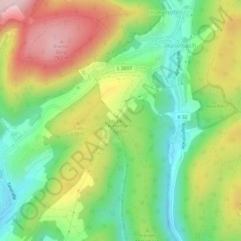 Mapa topográfico Kickelhahn, altitud, relieve