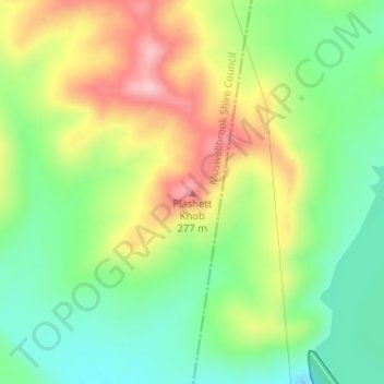 Mapa topográfico Plashett Knob, altitud, relieve