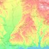 Mapa topográfico Mississippi, altitud, relieve