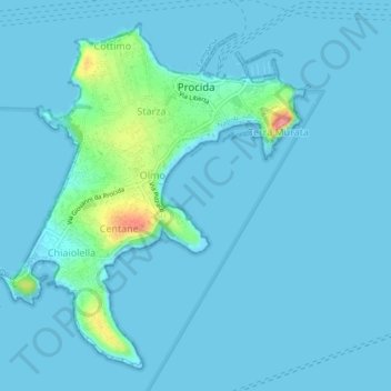 Mapa topográfico Procida, altitud, relieve