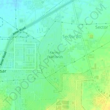 Mapa topográfico Karma Lakelands, altitud, relieve