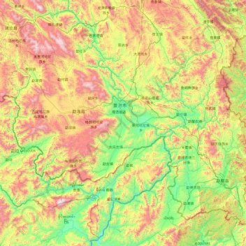 Mapa topográfico Préfecture autonome dai de Xishuangbanna, altitud, relieve