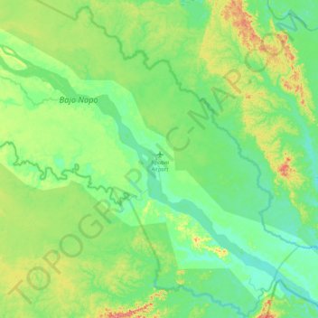 Mapa topográfico Tiputini, altitud, relieve