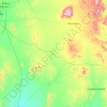 Mapa topográfico La Colorada, altitud, relieve