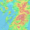 Mapa topográfico 九州地方, altitud, relieve