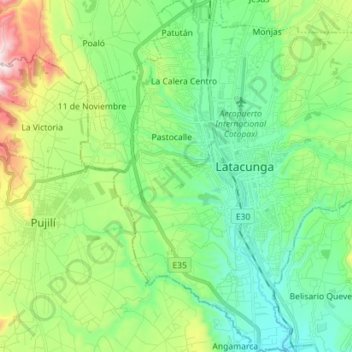 Mapa topográfico Eloy Alfaro, altitud, relieve