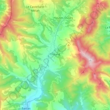 Mapa topográfico Thoard, altitud, relieve