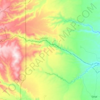 Mapa topográfico Río Kunguints, altitud, relieve