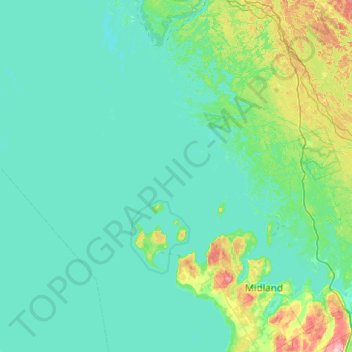 Mapa topográfico Georgian Bay Township, altitud, relieve