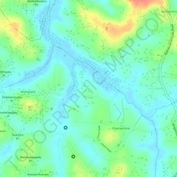 Mapa topográfico Cheeranchira, altitud, relieve