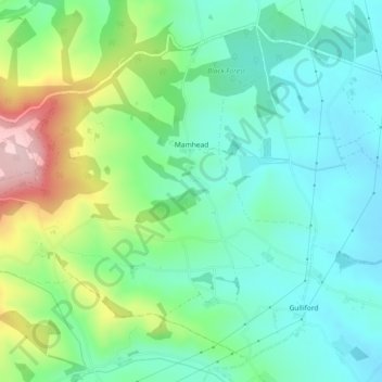 Mapa topográfico Mamhead, altitud, relieve