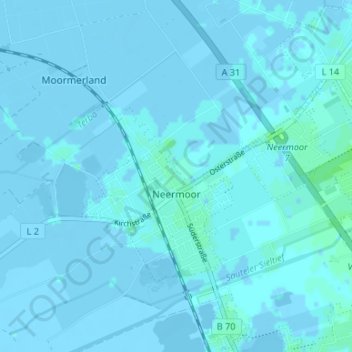 Mapa topográfico Neermoor, altitud, relieve