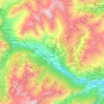 Mapa topográfico La Salle, altitud, relieve