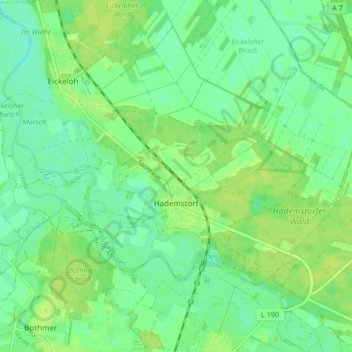 Mapa topográfico Hademstorf, altitud, relieve