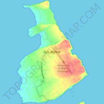 Mapa topográfico Isla Baltra, altitud, relieve