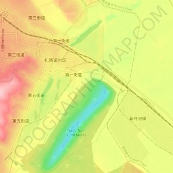 Mapa topográfico 第二街道办, altitud, relieve
