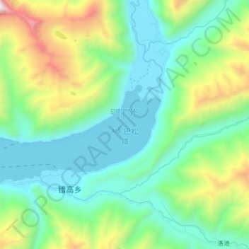 Mapa topográfico བྲག་གསུམ་མཚོ 巴松措, altitud, relieve