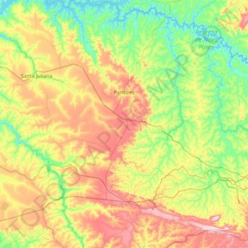 Mapa topográfico Perdizes, altitud, relieve