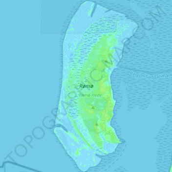 Mapa topográfico Röm, altitud, relieve