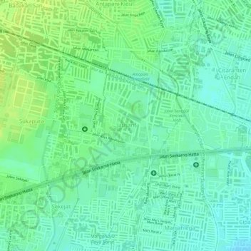 Mapa topográfico Jatisari, altitud, relieve