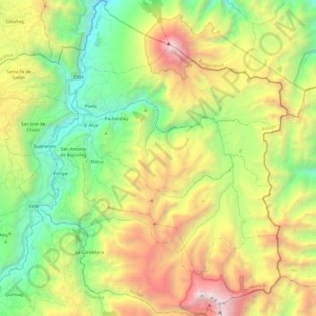 Mapa topográfico Penipe, altitud, relieve
