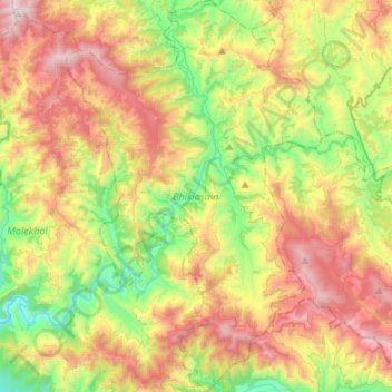 Mapa topográfico Bhikiasain, altitud, relieve