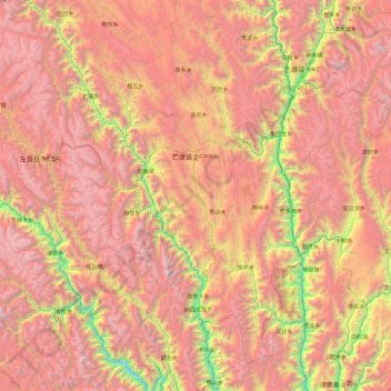 Mapa topográfico Markam, altitud, relieve