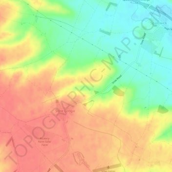 Mapa topográfico Stow Longa, altitud, relieve