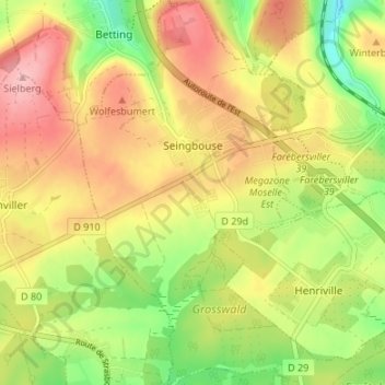 Mapa topográfico Seingbouse, altitud, relieve
