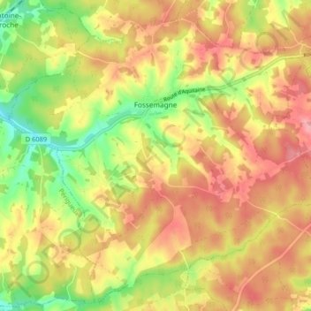 Mapa topográfico Fossemagne, altitud, relieve