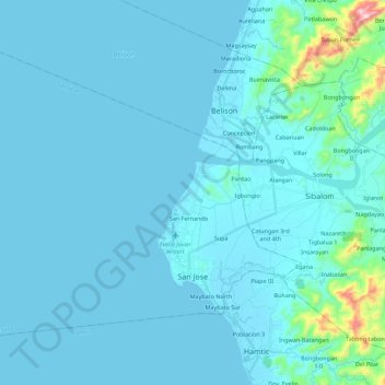 Mapa topográfico San Jose, altitud, relieve