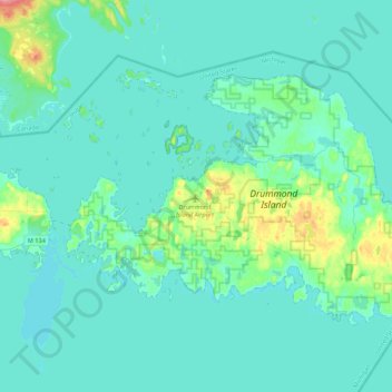 Mapa topográfico Drummond Township, altitud, relieve