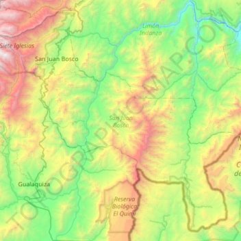 Mapa topográfico San Juan Bosco, altitud, relieve