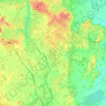 Mapa topográfico Osgoode, altitud, relieve