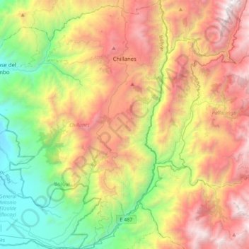 Mapa topográfico Chillanes, altitud, relieve
