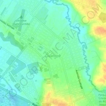 Mapa topográfico Guatupê, altitud, relieve