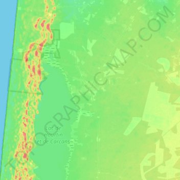 Mapa topográfico Hourtin, altitud, relieve