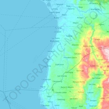 Mapa topográfico Matalom, altitud, relieve