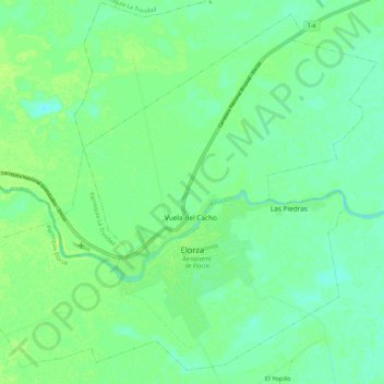Mapa topográfico Elorza, altitud, relieve