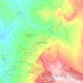 Mapa topográfico Campofiorito, altitud, relieve